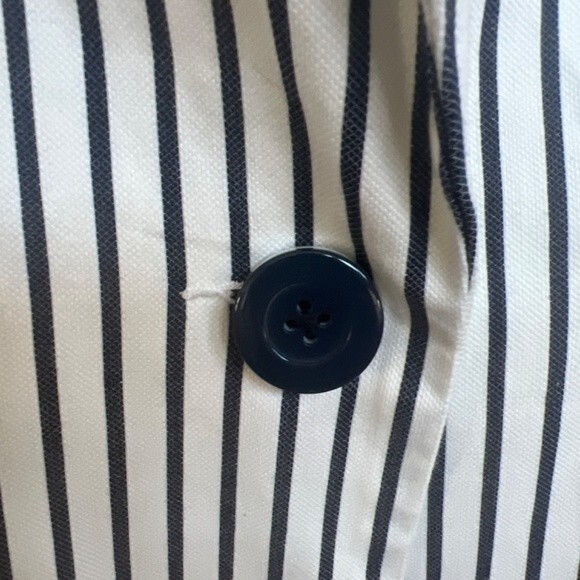 Cabi Size 4 White Navy Ticking Stripes Bell Sleeve Blazer 5295 Jacket One Button - Picture 7 of 9